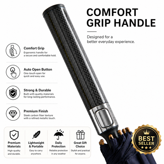 Premium 16 Rib Windproof Business Umbrella – Auto Open Waterproof Long Umbrella