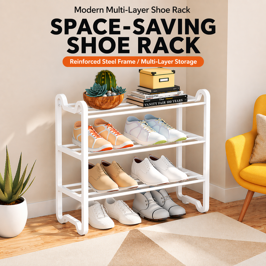 Multi-Layer Shoe Rack Organizer (Steel Frame, Space Saving)