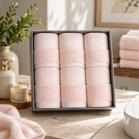 Ultra Soft Antibacterial Cotton Towels (6pcs Set) – Super Absorbent & Skin-Friendly