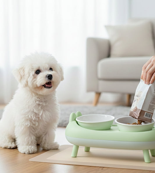 Elevated Double Cat Bowl – Neck Protection Feeding Stand