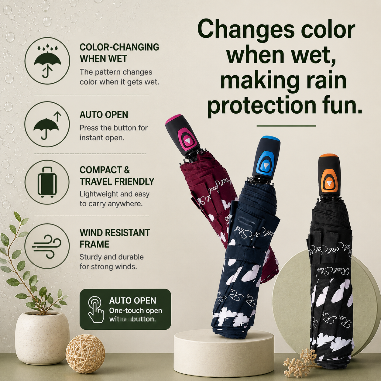 Color Changing Auto Open Umbrella