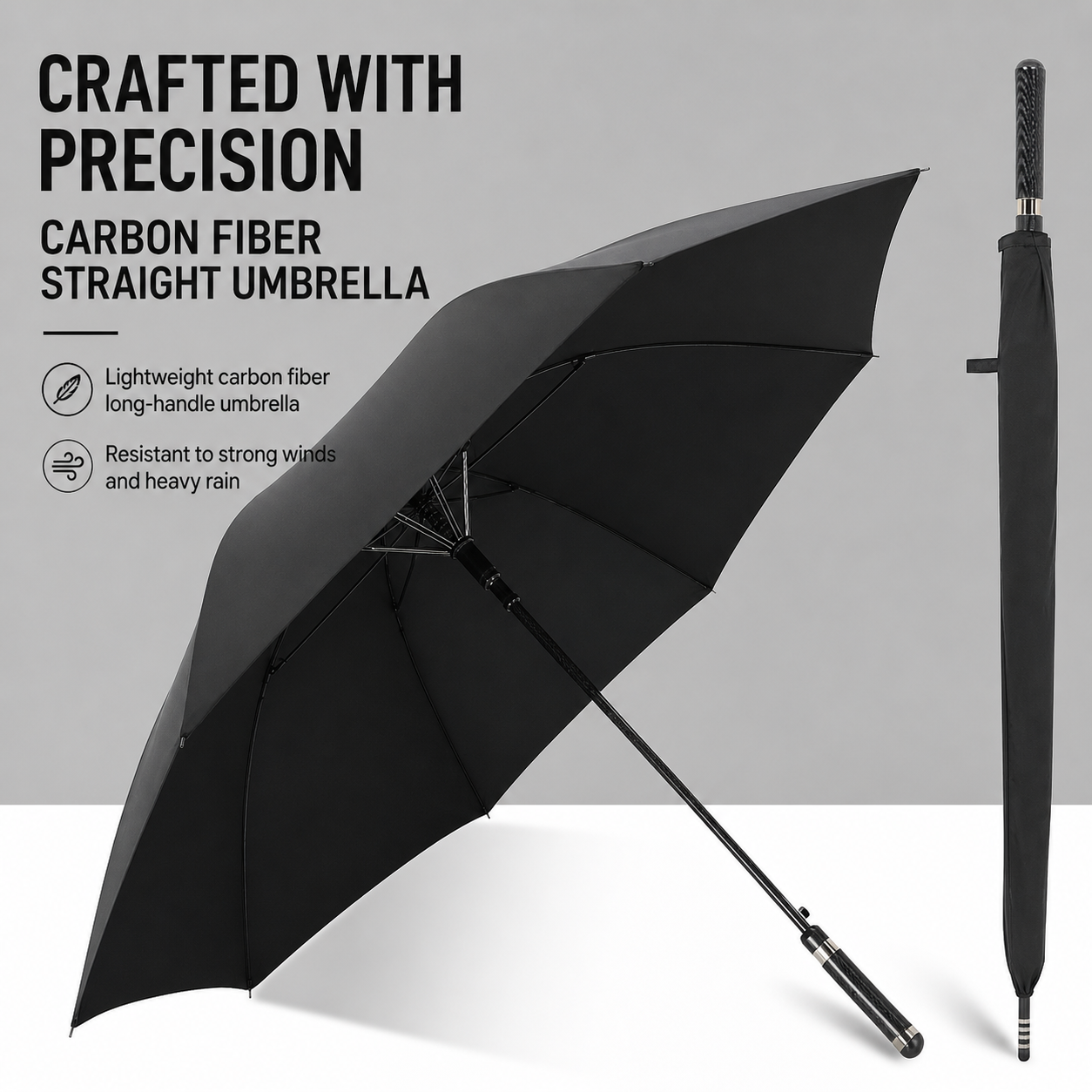 Carbon Fiber Lightweight Business Umbrella – Semi Auto Open & Windproof