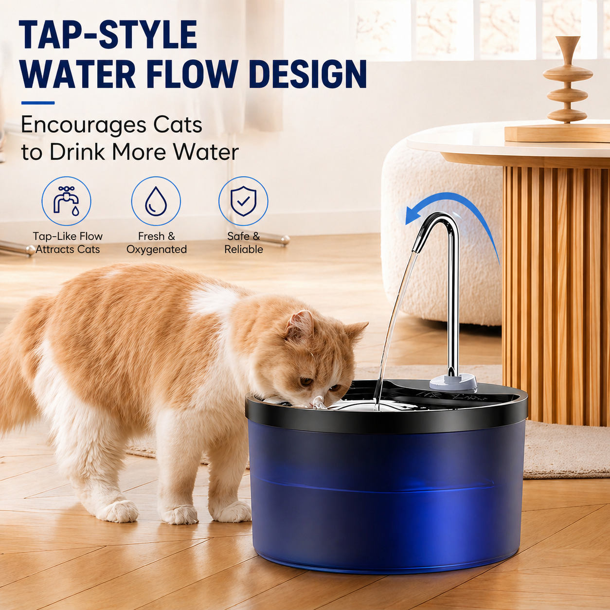 Cat Water Fountain 3.2L (Tap Flow Design)
