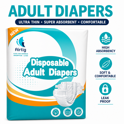 Ultra Thin Disposable Adult Diapers – Super Absorbent, Leak-Proof & Breathable (M/L/XL)