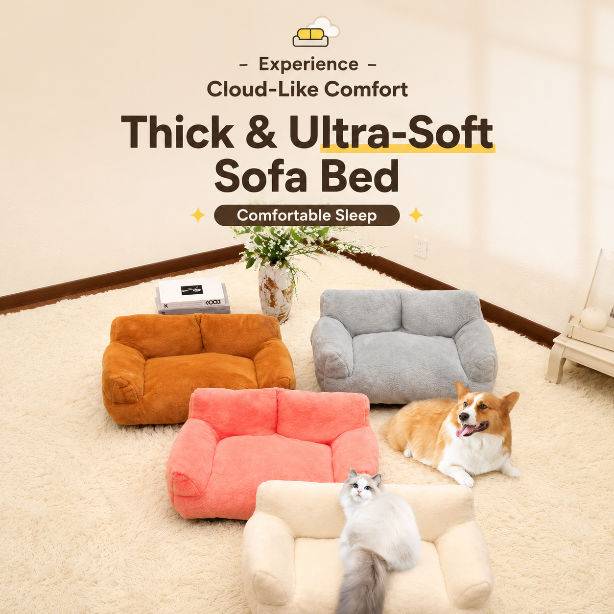 Ultra Soft Plush Pet Sofa Bed