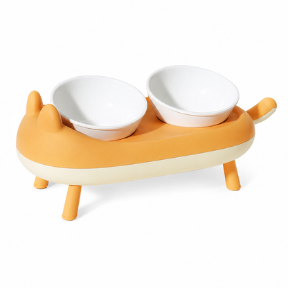Elevated Double Cat Bowl – Neck Protection Feeding Stand