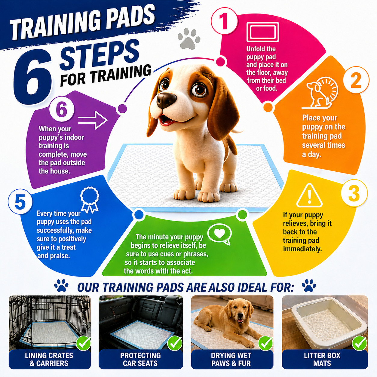 6 Layer Dog Training Pads – Leak Proof & Odor Control