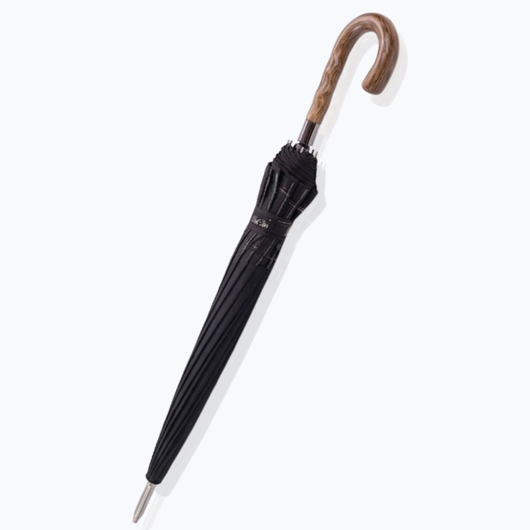 12-Rib Windproof Classic Long Umbrella – Large 115cm Coverage, Durable & Waterproof