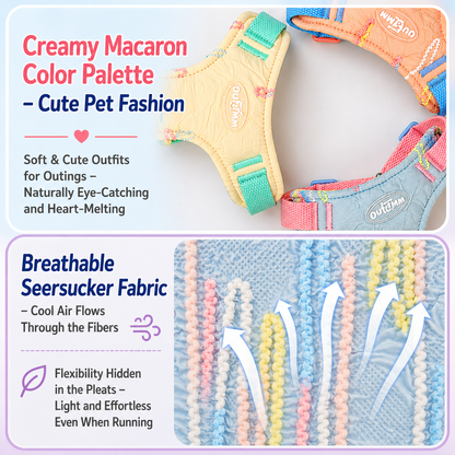 Macaron Pet Harness & Leash Set (Breathable & Adjustable)