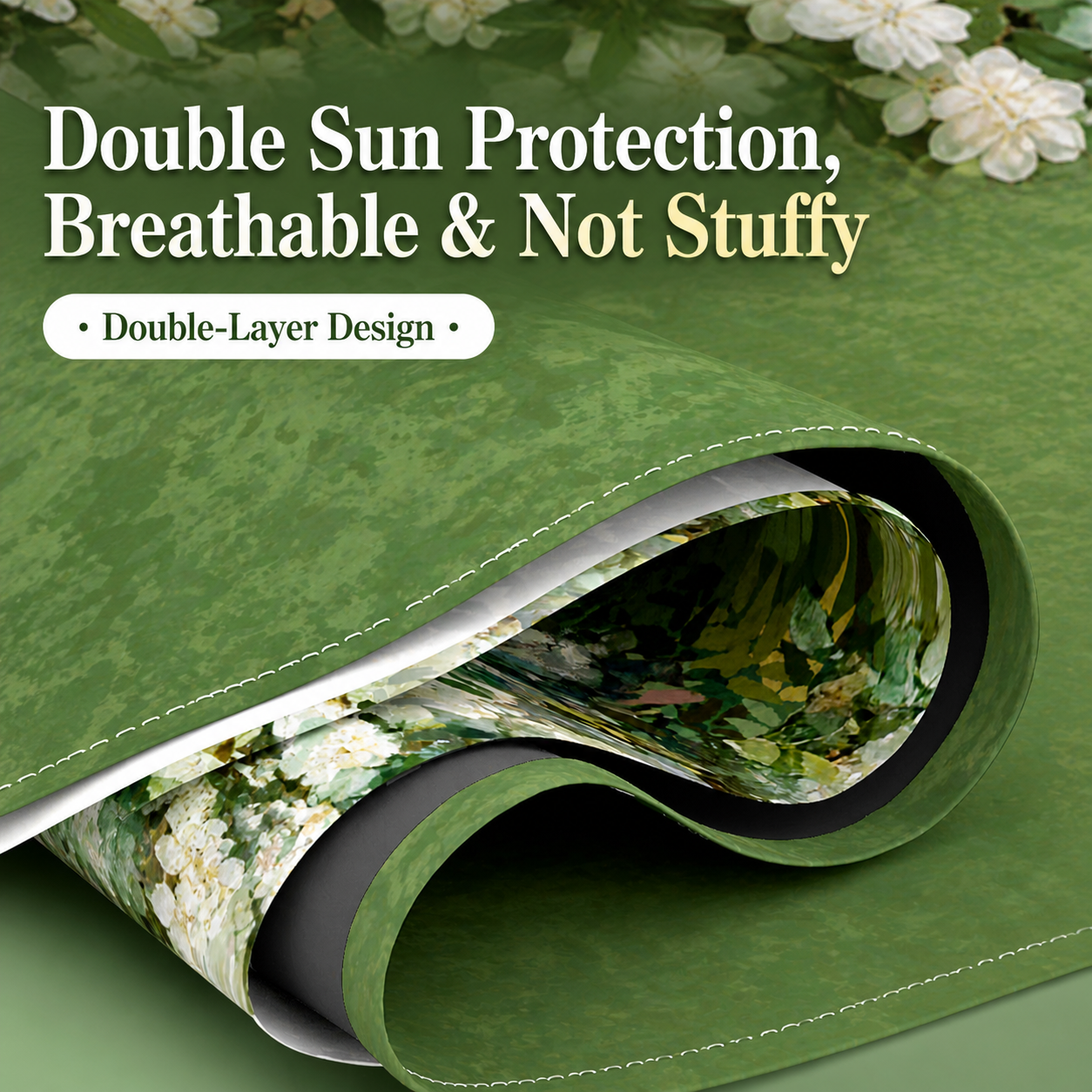 Premium Double-Layer UV Protection Floral Umbrella (UPF50+, 16-Rib, Windproof)