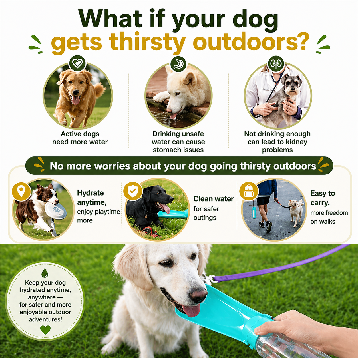 550ml Foldable Pet Water Bottle – Portable Leak-Proof Dog Travel Bottle