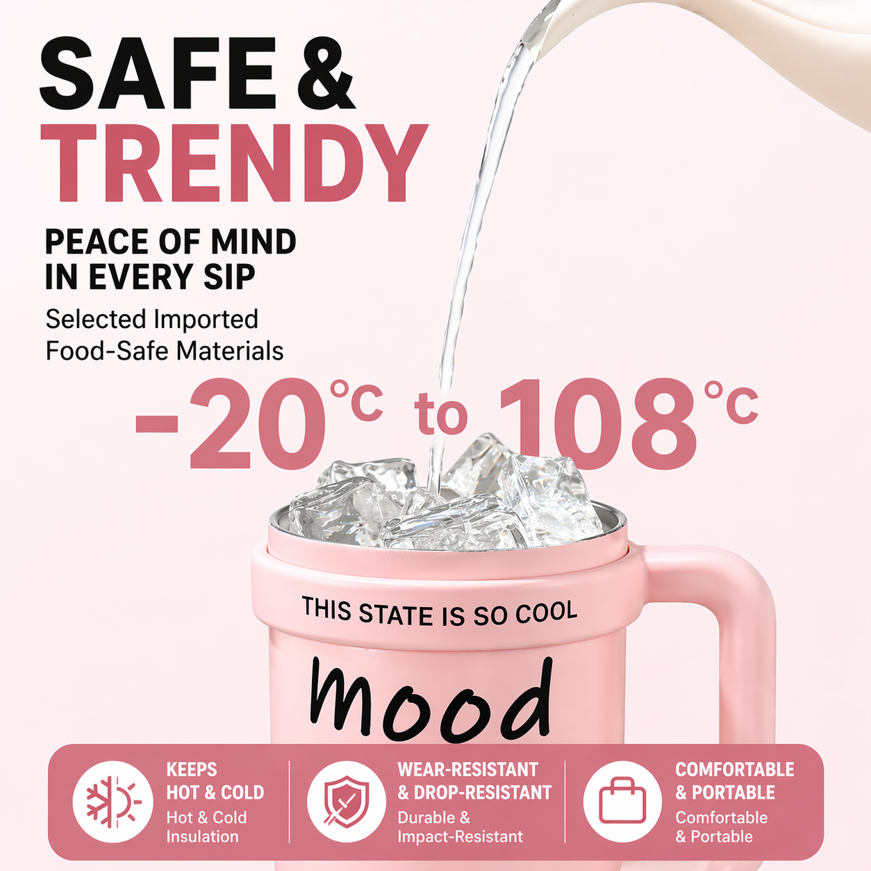 1000ML Leak-Proof Thermal Cup – Insulated Tumbler with Handle