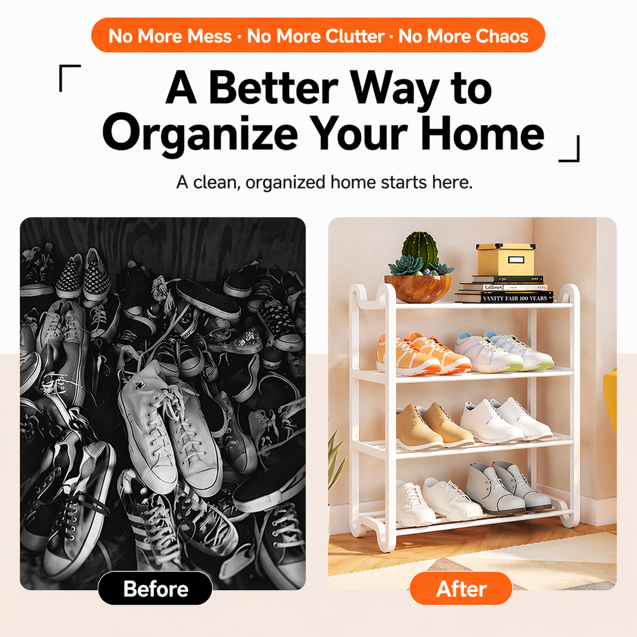 Multi-Layer Shoe Rack Organizer (Steel Frame, Space Saving)