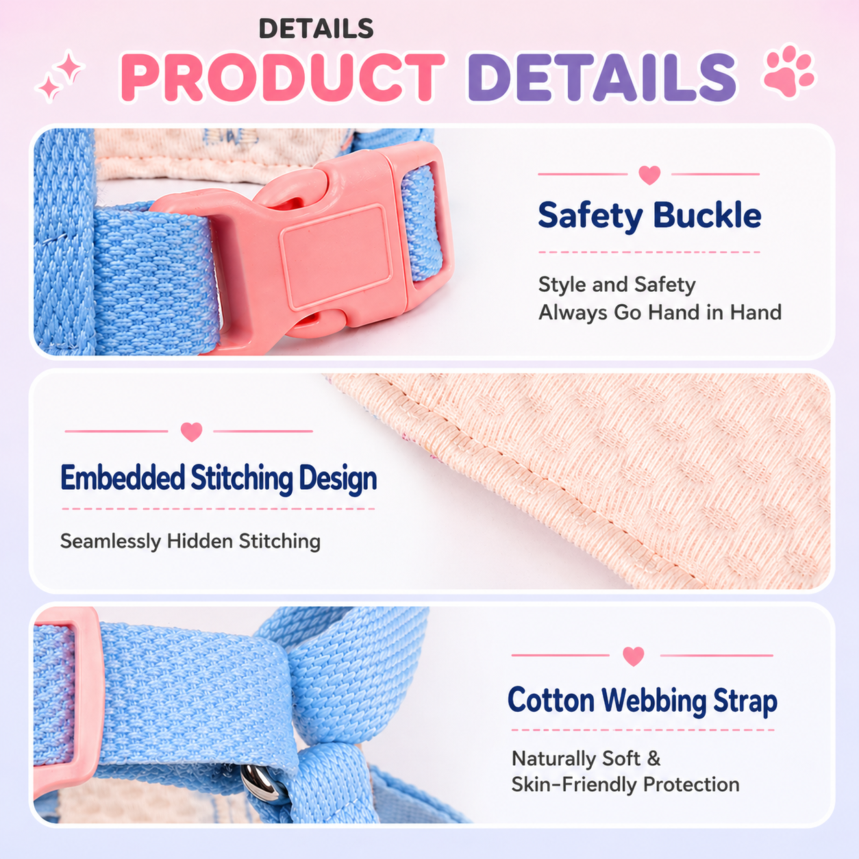 Macaron Pet Harness & Leash Set (Breathable & Adjustable)