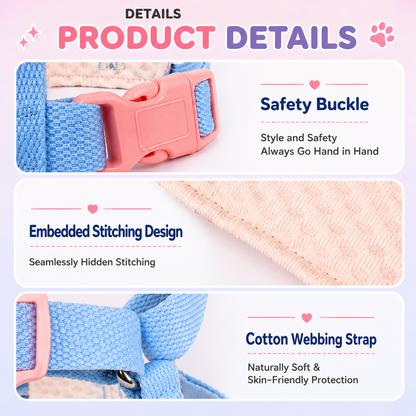 Macaron Pet Harness & Leash Set (Breathable & Adjustable)