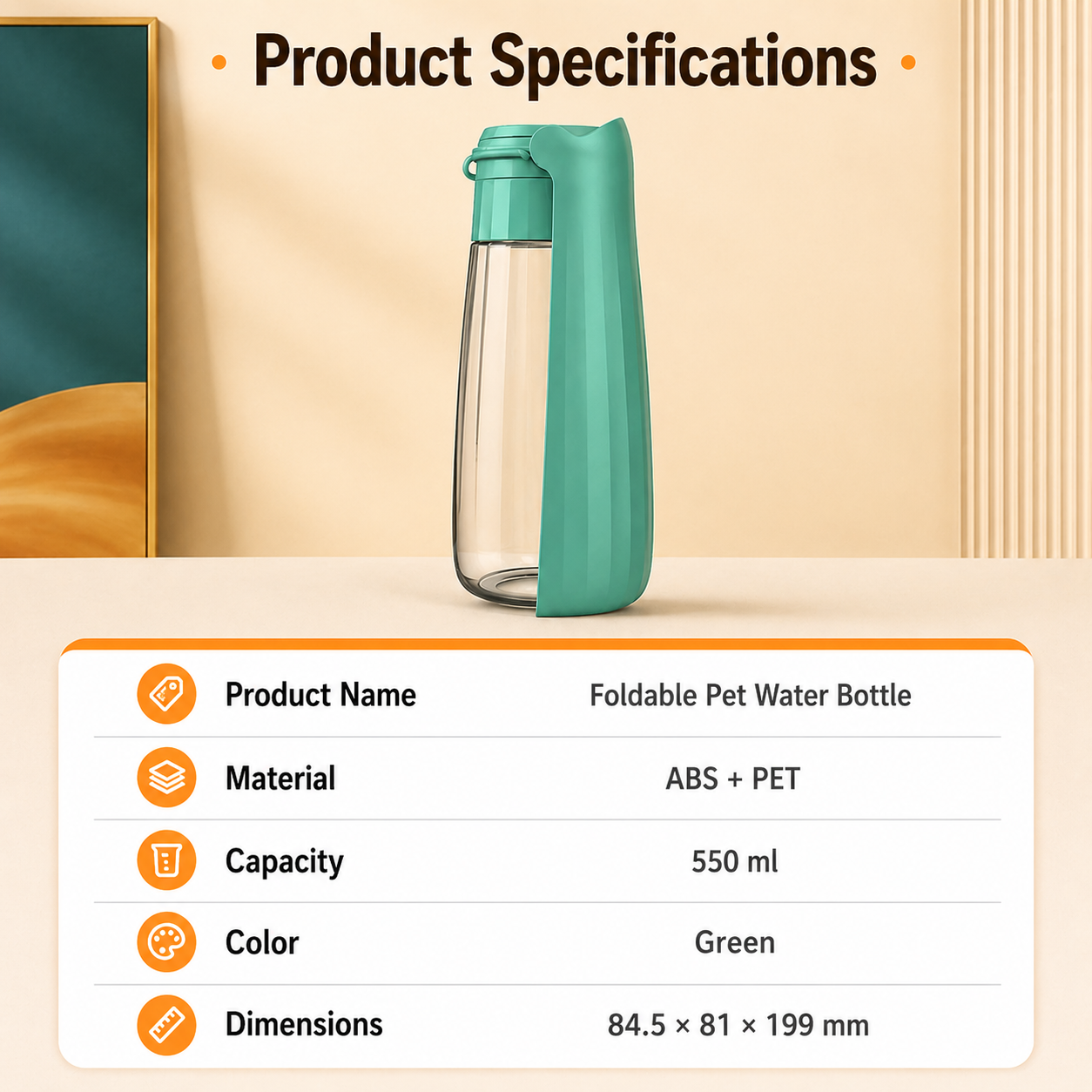 550ml Foldable Pet Water Bottle – Portable Leak-Proof Dog Travel Bottle