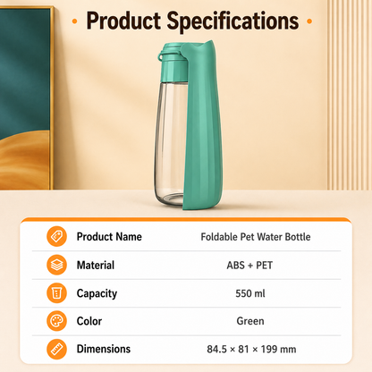 550ml Foldable Pet Water Bottle – Portable Leak-Proof Dog Travel Bottle