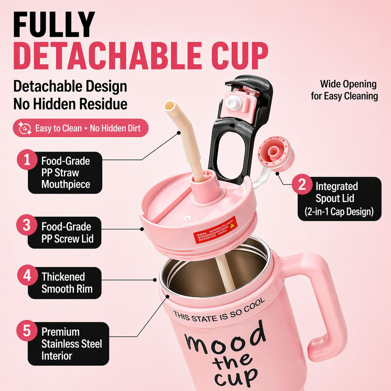 1000ML Leak-Proof Thermal Cup – Insulated Tumbler with Handle