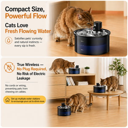 Wireless Cat Water Fountain 3.2L (Stainless Steel)