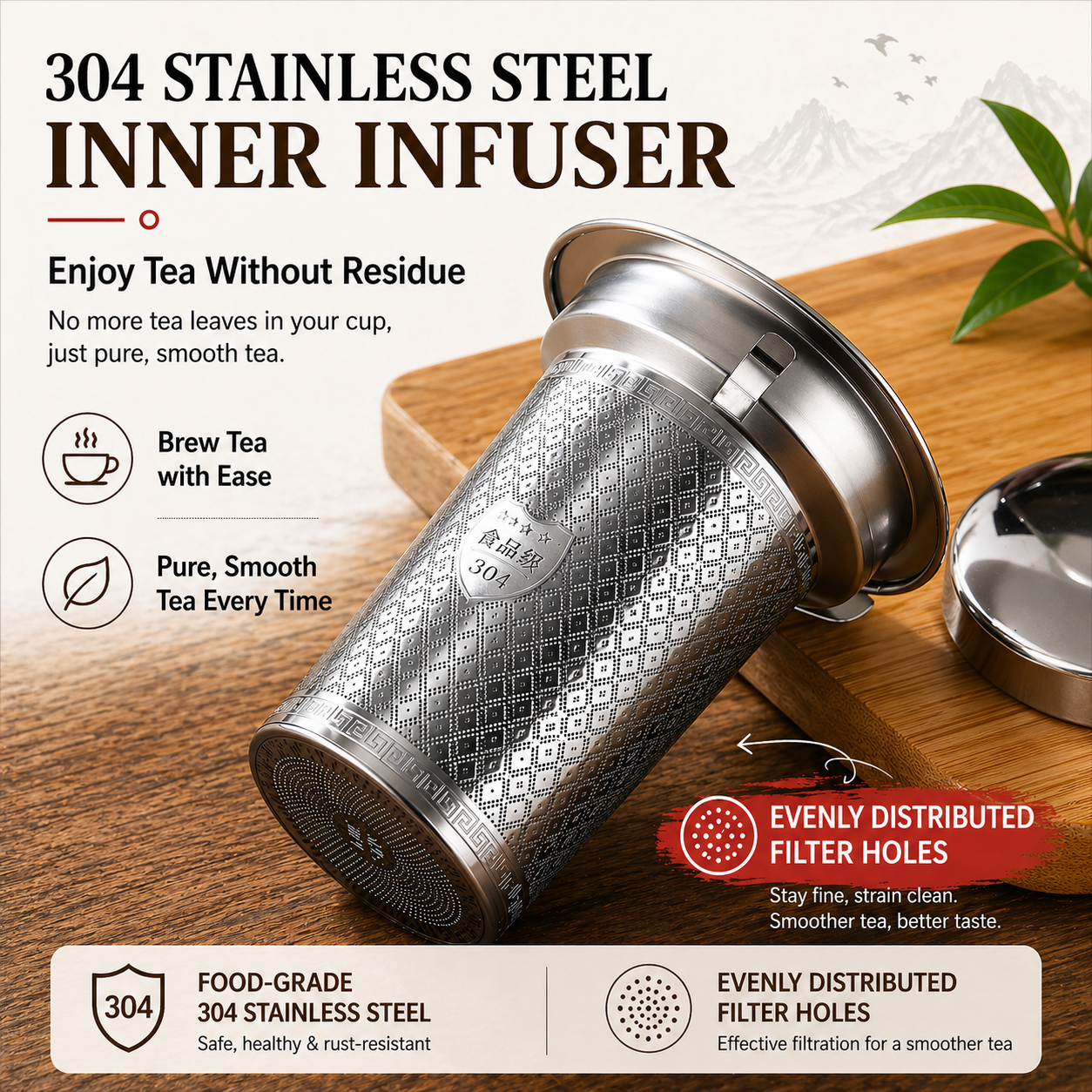 Octagonal Glass Teapot with Stainless Steel Infuser (750ML)