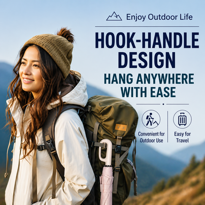 Automatic Hook Handle Umbrella – 125cm Windproof UV Protection Foldable Travel Umbrella