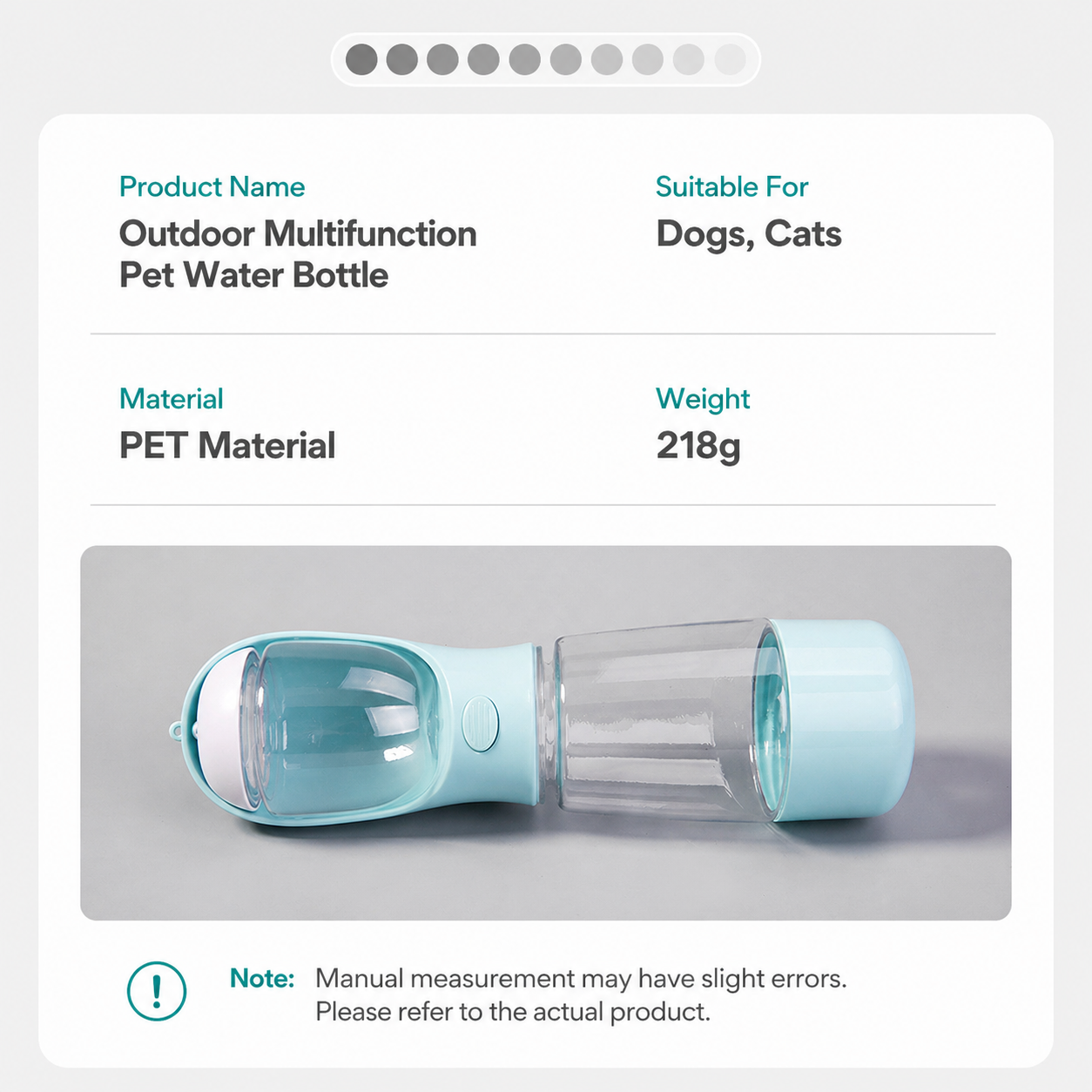 3-in-1 Portable Pet Travel Bottle (Water + Food + Waste Bag)