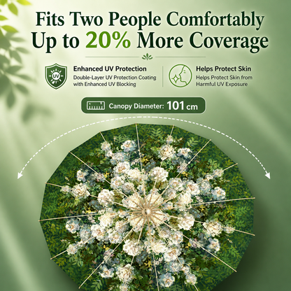 Premium Double-Layer UV Protection Floral Umbrella (UPF50+, 16-Rib, Windproof)