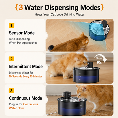 Wireless Cat Water Fountain 3.2L (Stainless Steel)