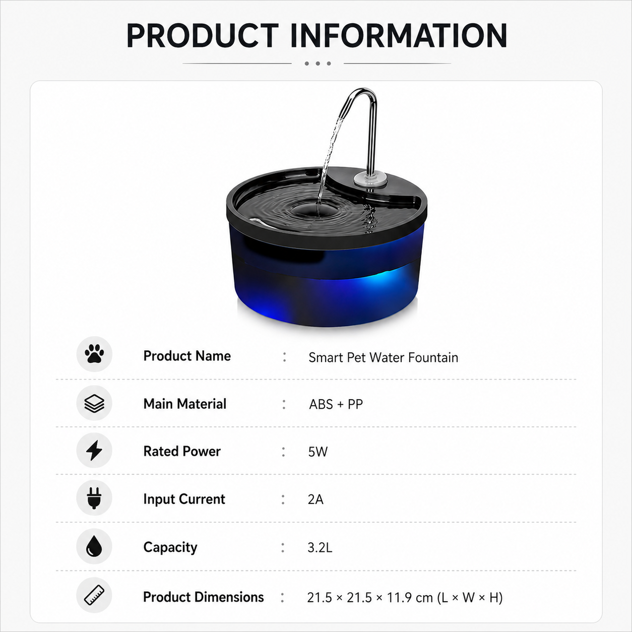 Cat Water Fountain 3.2L (Tap Flow Design)