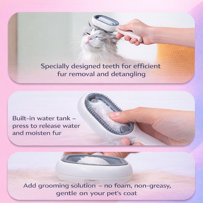 3-in-1 Pet Grooming Brush with Water Tank