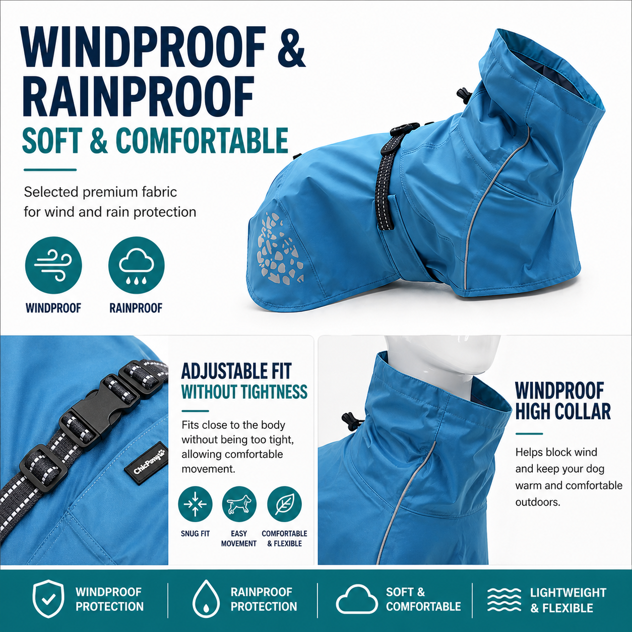 Waterproof Dog Raincoat – Windproof Reflective Pet Jacket