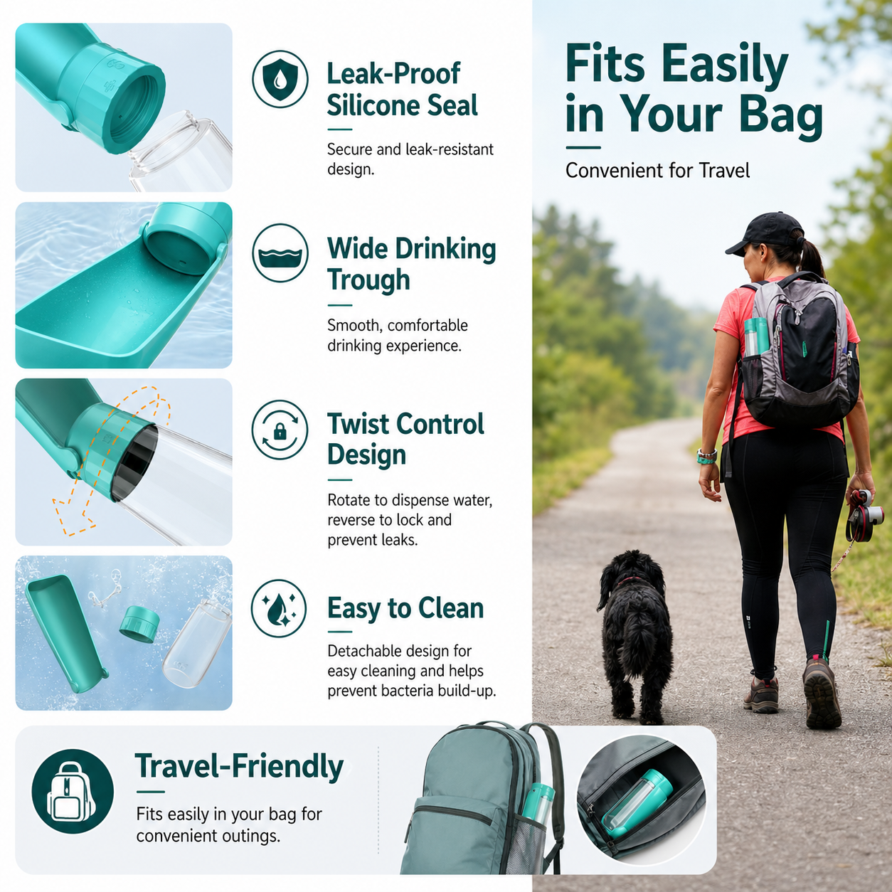550ml Foldable Pet Water Bottle – Portable Leak-Proof Dog Travel Bottle