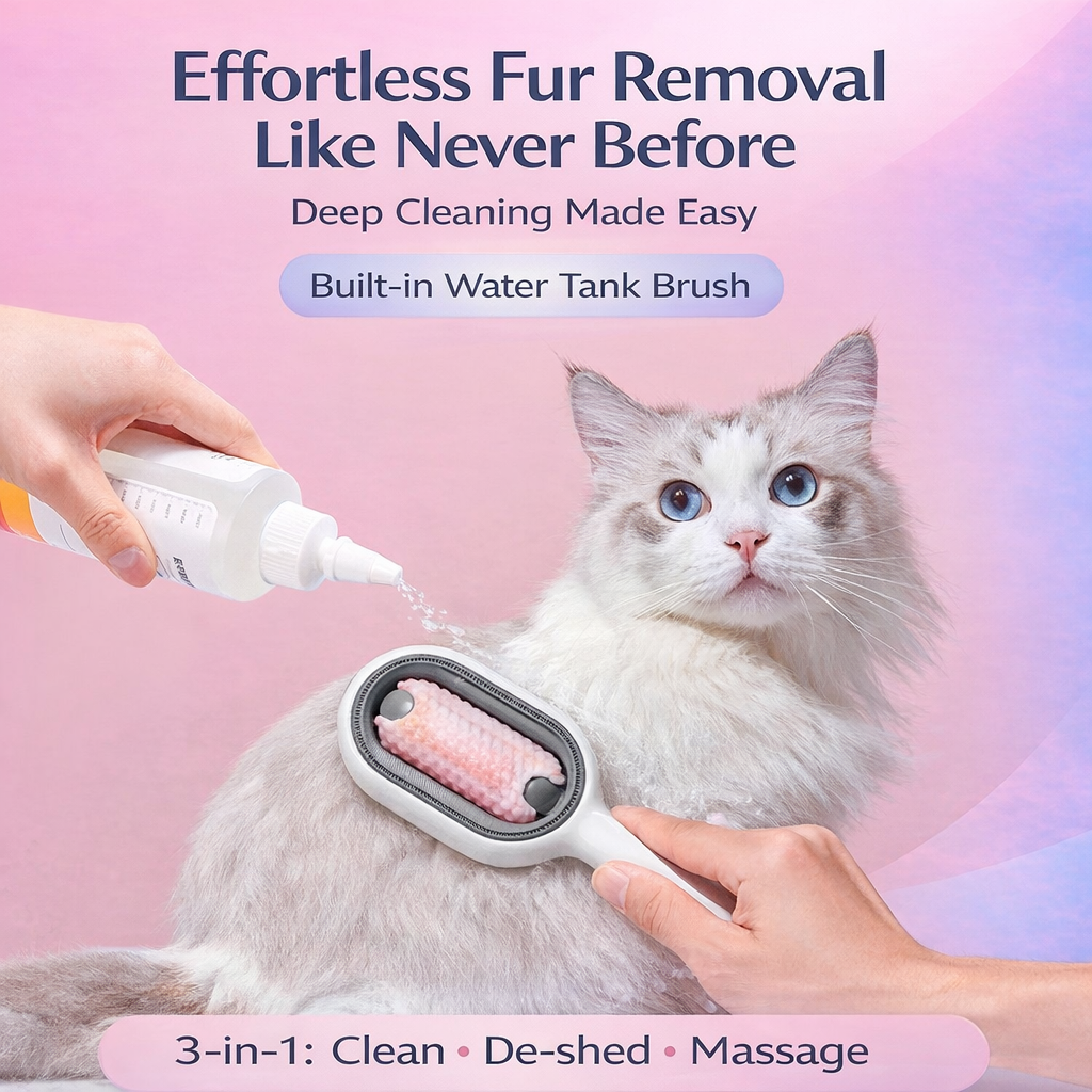 3-in-1 Pet Grooming Brush with Water Tank
