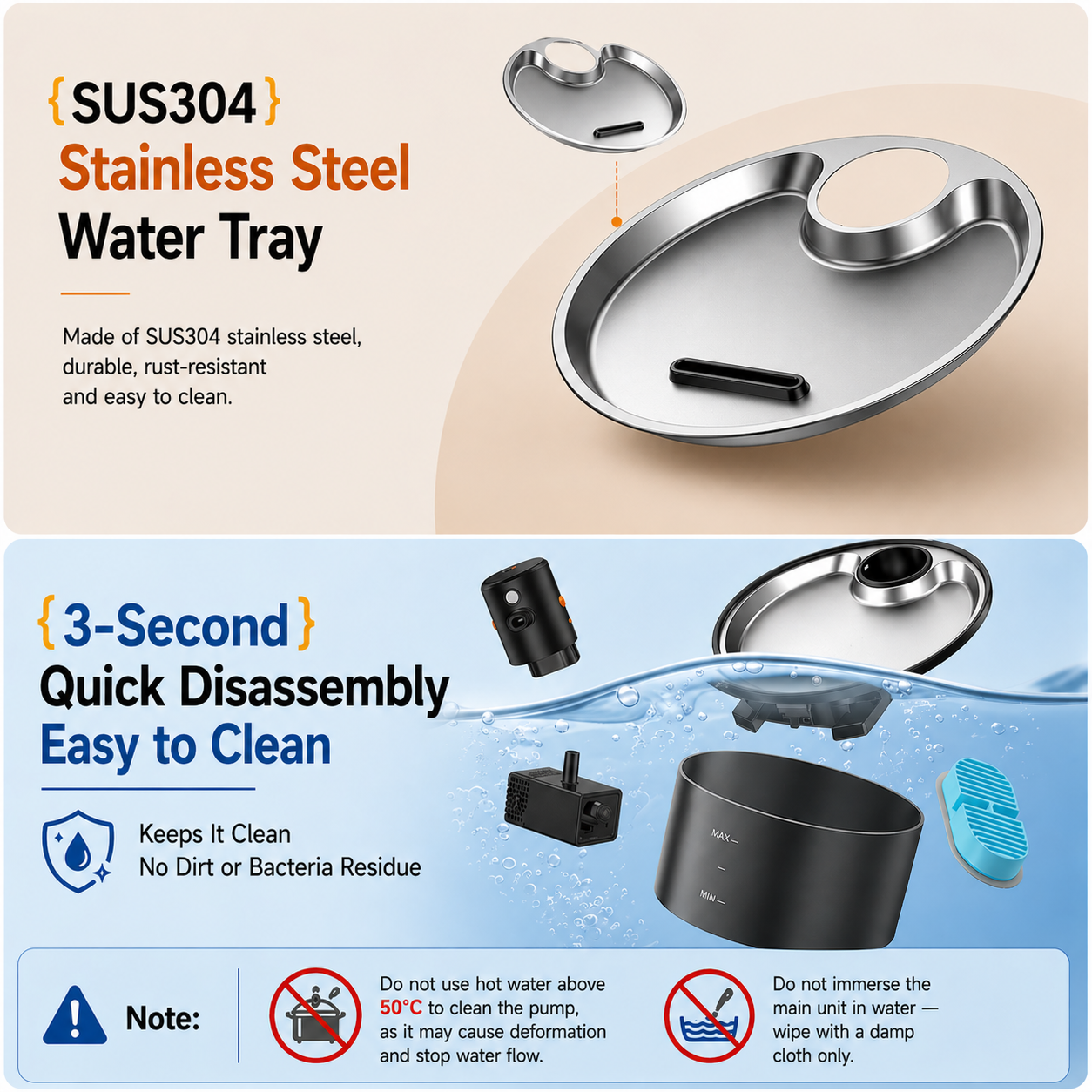 Wireless Cat Water Fountain 3.2L (Stainless Steel)