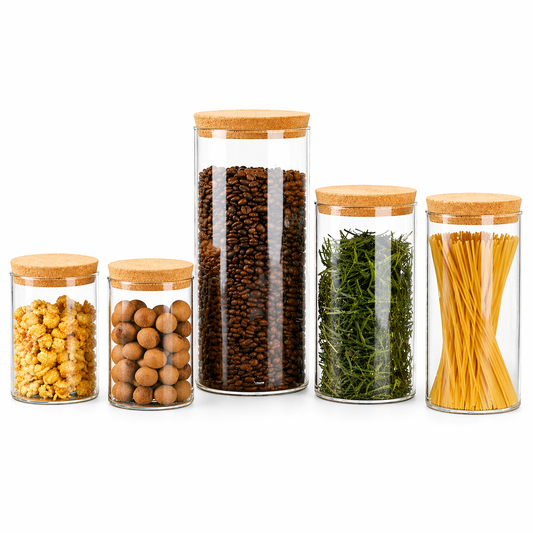 Cork Lid Glass Storage Jar Set (Borosilicate Glass)