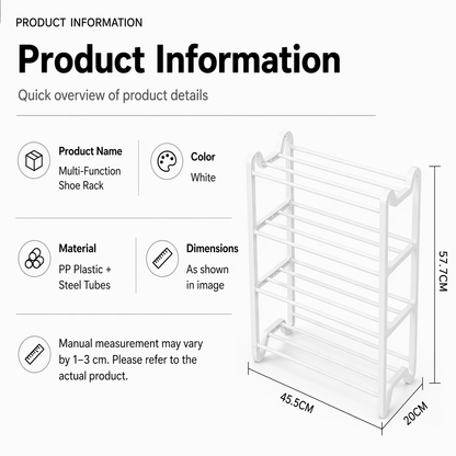 Multi-Layer Shoe Rack Organizer (Steel Frame, Space Saving)