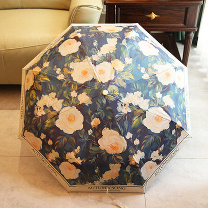 Autumn Song Premium Floral Automatic Umbrella (UV Protection, Windproof, Compact Design)