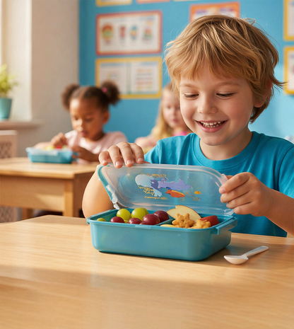 Kids Bento Lunch Box with Compartments (Dinosaur Design)
