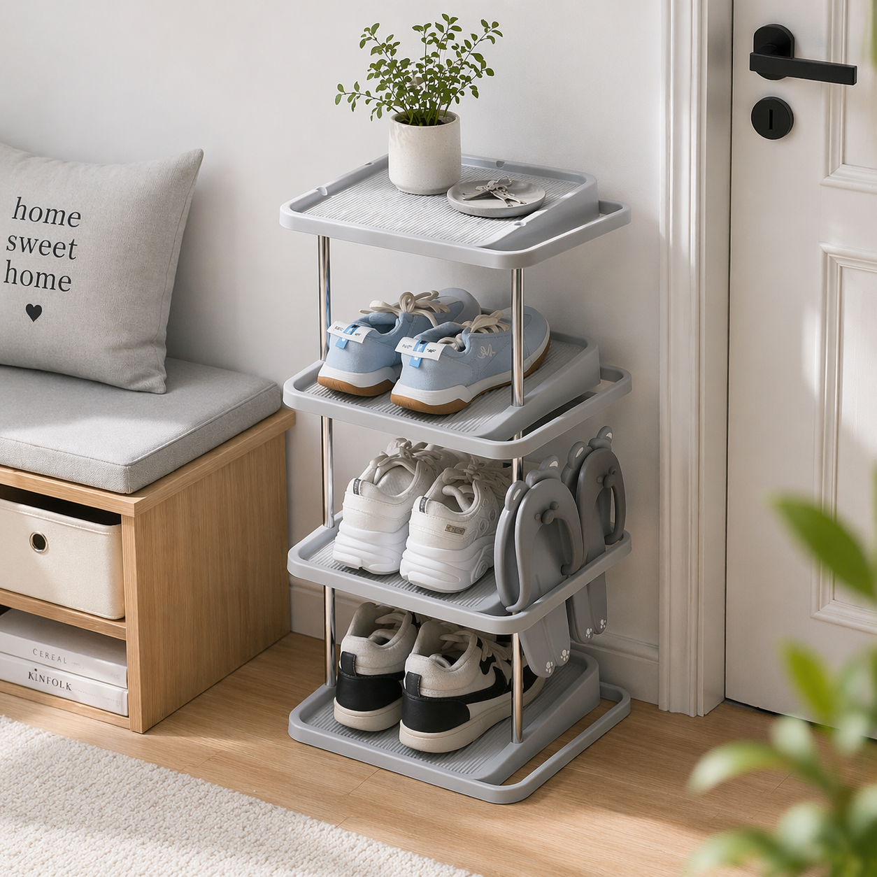 4-Tier Shoe Rack Organizer (Space Saving Storage Shelf)