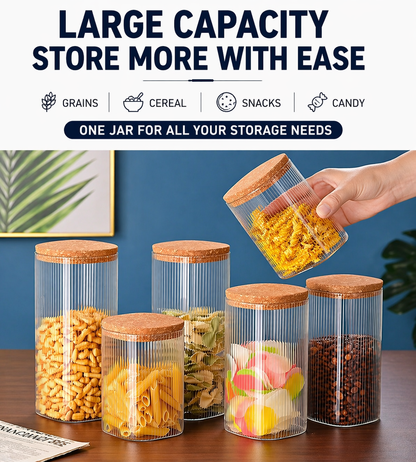 Cork Lid Glass Storage Jar Set (Borosilicate Glass)