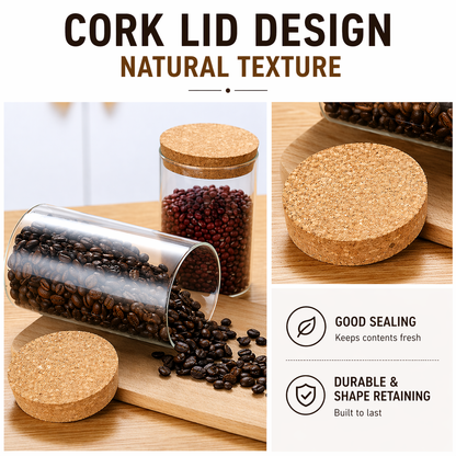 Cork Lid Glass Storage Jar Set (Borosilicate Glass)