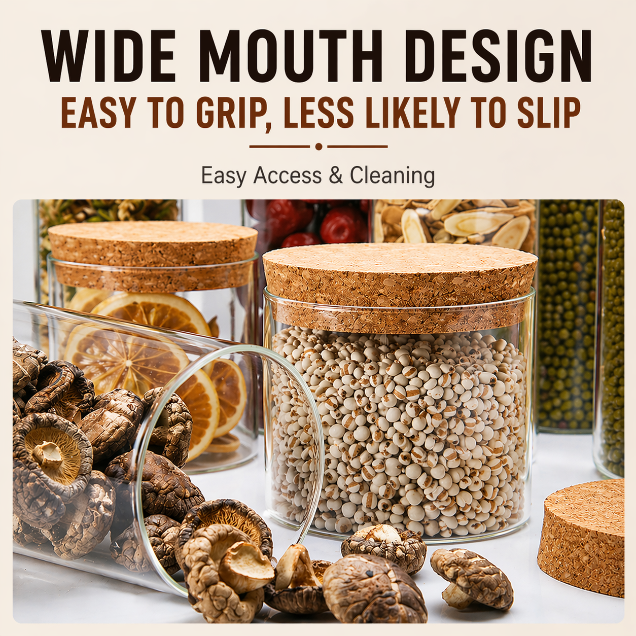 Cork Lid Glass Storage Jar Set (Borosilicate Glass)