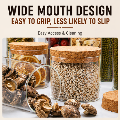 Cork Lid Glass Storage Jar Set (Borosilicate Glass)