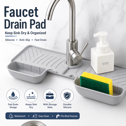 Silicone Faucet Drain Pad Sink Organizer (Fast Drain Design)