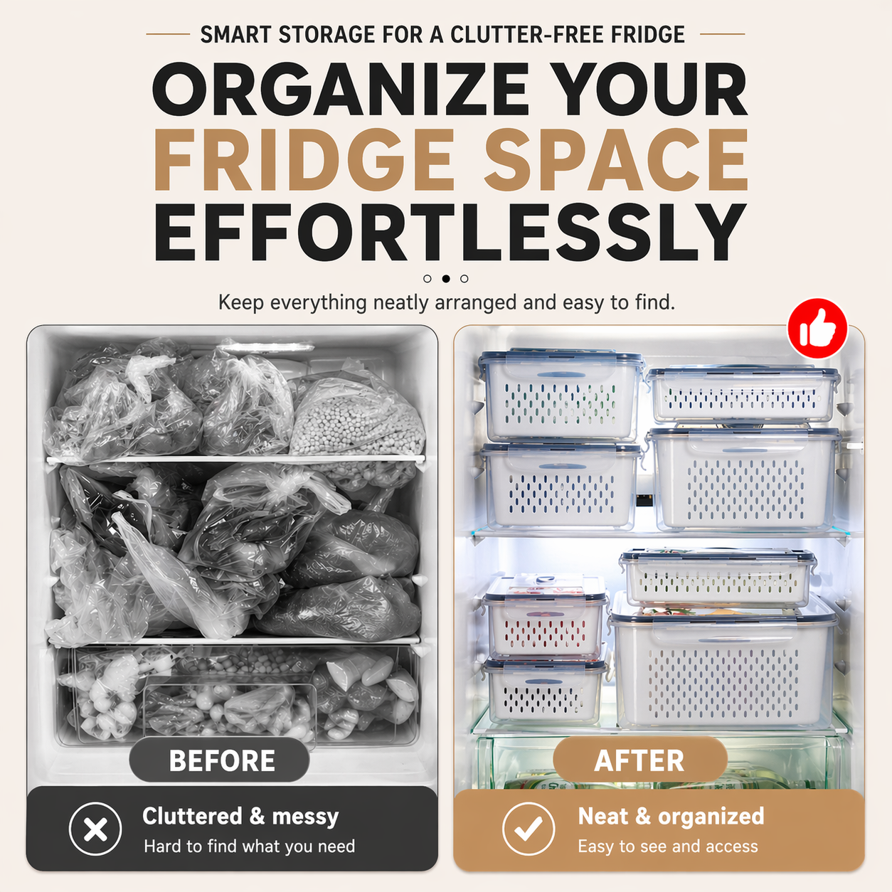 2-in-1 Fresh Keeping Storage Container Set (Drain & Store Design)