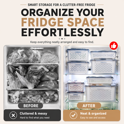 2-in-1 Fresh Keeping Storage Container Set (Drain & Store Design)