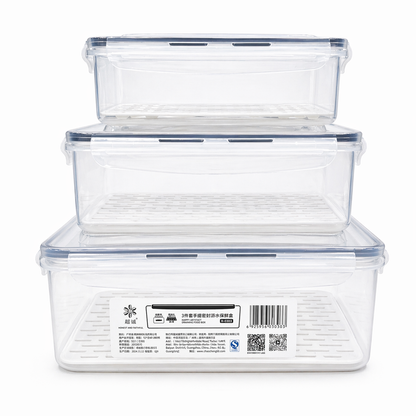 2-in-1 Fresh Keeping Storage Container Set (Drain & Store Design)