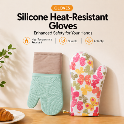 Silicone Heat Resistant Oven Gloves – Anti-Slip & Easy Clean