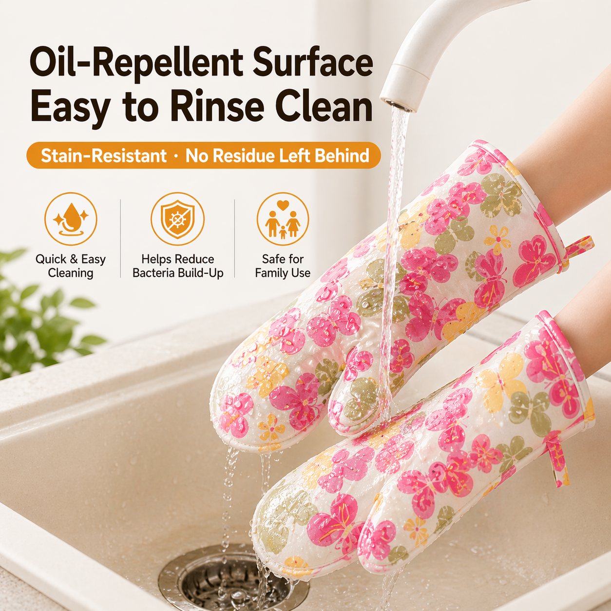 Silicone Heat Resistant Oven Gloves – Anti-Slip & Easy Clean