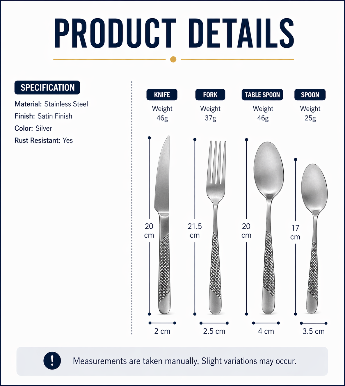 24PCS Stainless Steel Cutlery Set – Heavy Duty Hotel Quality Dining Set